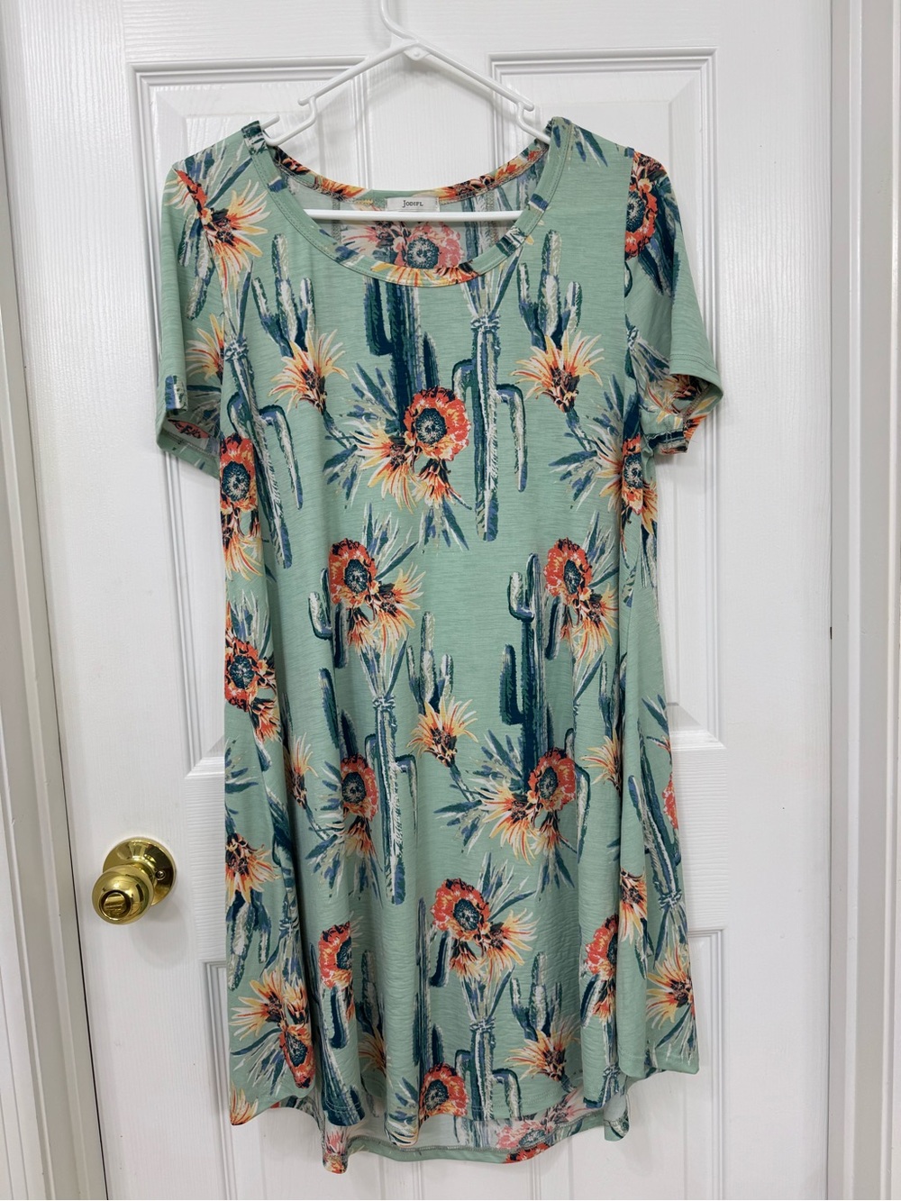JODIFL Mint Green Floral Cactus Swing Dress